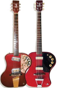 (LEFT) The Burke guitar belonging to Mat Rile. (RIGHT) The Burke discovered in Oregon and documented by Mick Flynn.